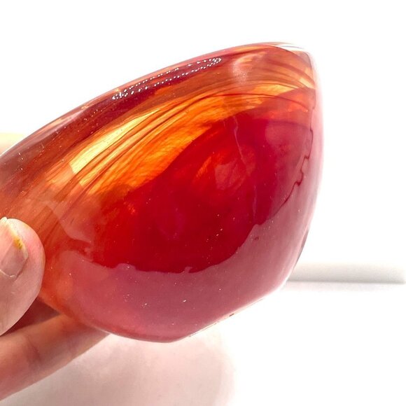 Kosta Boda Atoll Orange Votive Holder Crystal Hand Blown Anna Ehrner Sweden - Picture 4 of 7